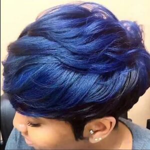 short blue synthetic wig