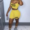 Letter print women 2pc set yellow