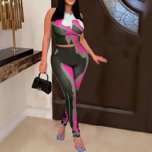 Women's Black & Pink 2pc Pant Set