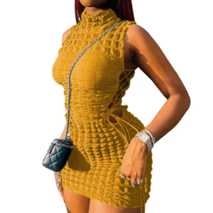 Bodycon mini dress woman's lace-up side